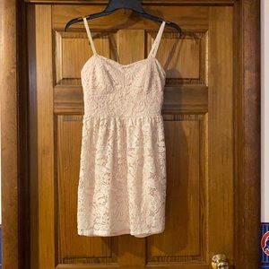 white and pink padded mini dress